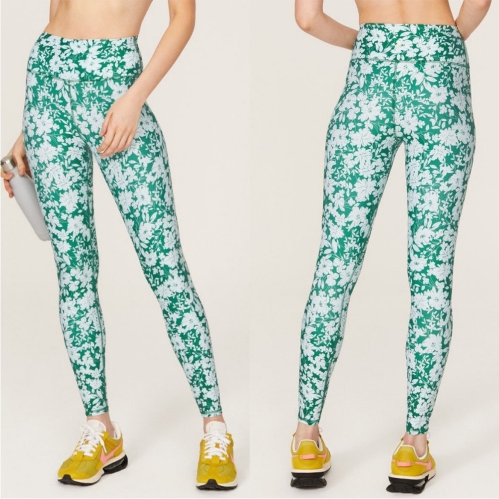 SPIRITUAL GANGSTER Intent Green High Waist Leggings In Verona Print S.